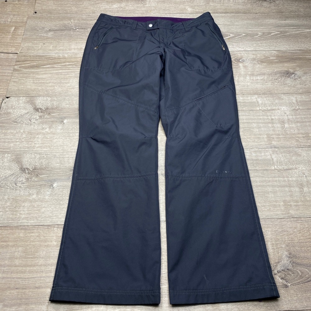 Eddie Bauer Sport Pants Womens 14 Navy Blue Fleece Lined Water Repellent Hiking - Picture 1 of 10